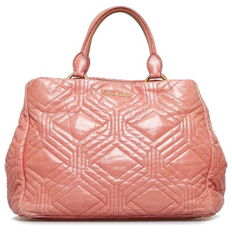 MIU MIU Vitello Shine Trapu Cipria Satchel 